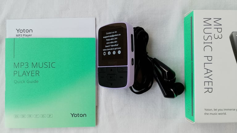 image for NEW MP3 Player Bluetooth 5.2, 64GB Storage, Headphones, Mini Size HiFi, Music FM Radio, Purple