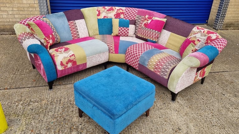 Gorgeous patchwork sofa cushions and footstool 