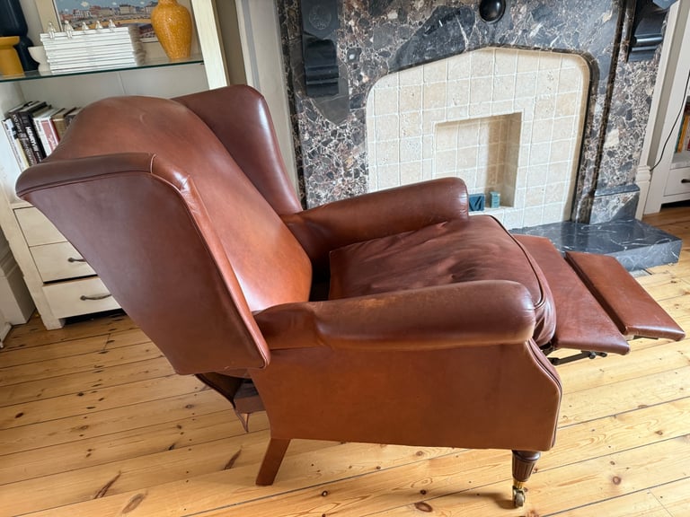 Laura Ashley Southwold leather reclining armchair in Mahogany