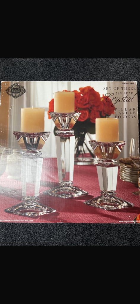 image for Crystal Pillar Candle Holders