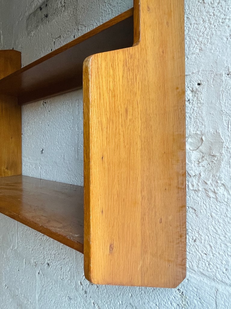 VINTAGE RETRO MID CENTURY SOLID OAK SHELF