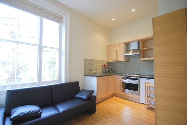 Lovely studio apartment in a stucco fronted building in Swiss Cottage