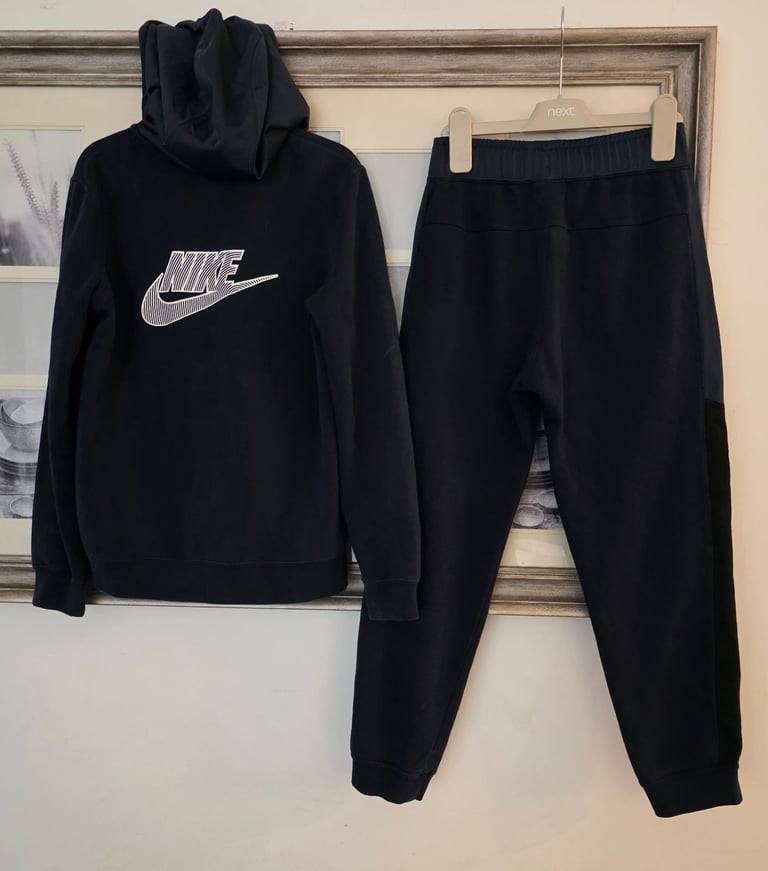 Nike Kids Fleece Tracksuit Set Black/Navy 8-10 Years zipped Hoodie & Joggers