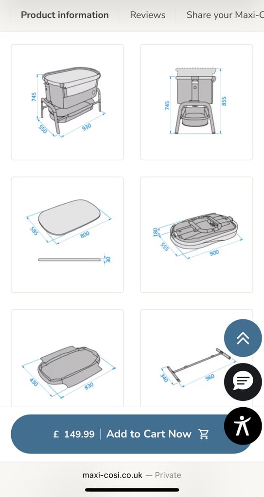 Maxi cosi iora next to me crib 