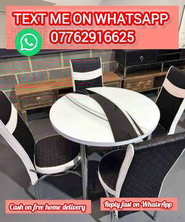 Dining table with chairs.