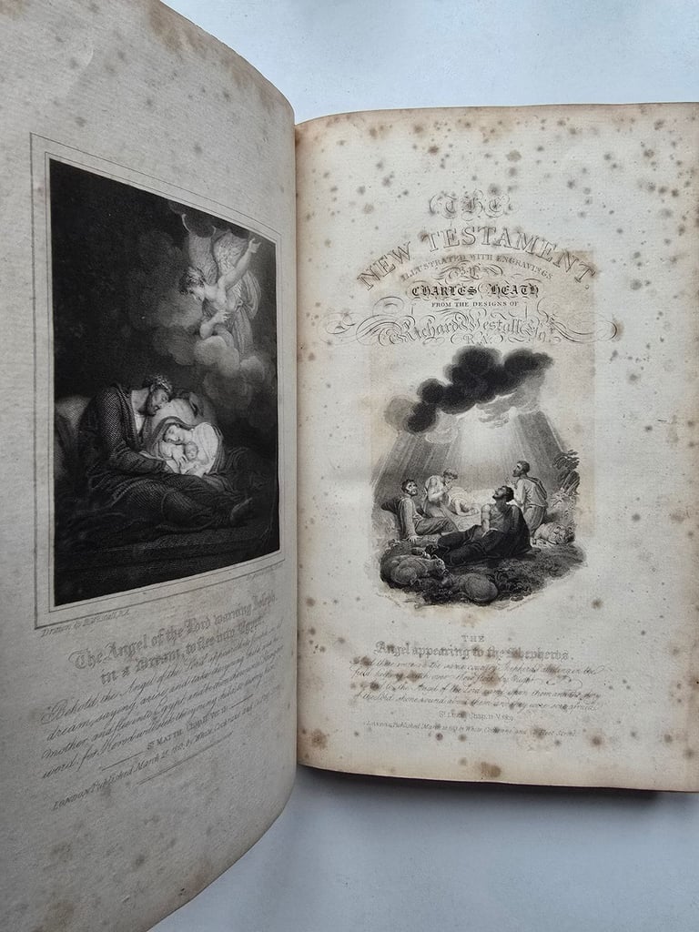 image for 1814 Antique KJV New Testament Bible Georgian Era Leatherbound Illustrated Book 211 Y/O