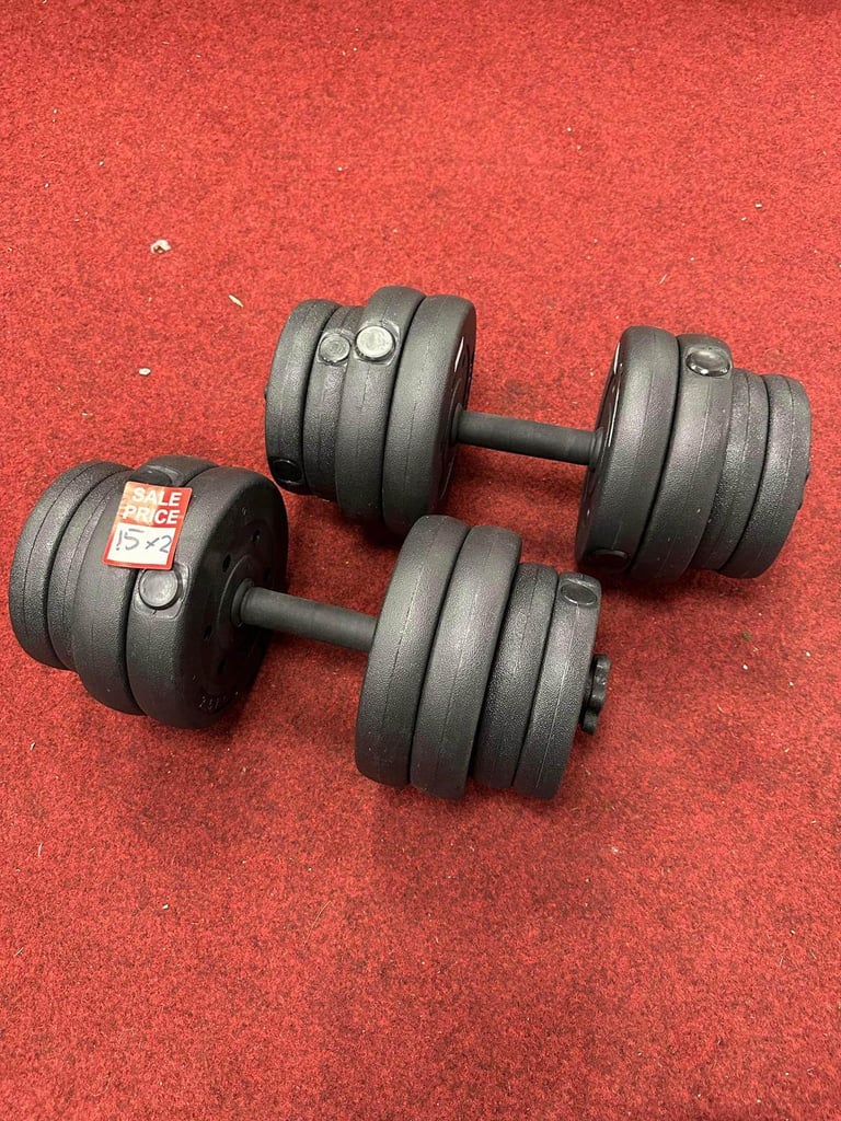 image for 2x15kg vinyl dumbbell set (30kg total)
