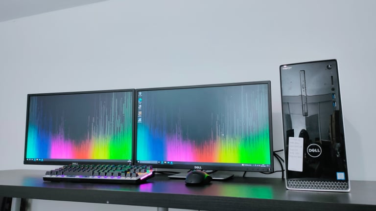 Dual Monitor Setup Dell Inspiron Gaming Office Computer PC / i7 7700, 16GB RAM, GTX 1050
