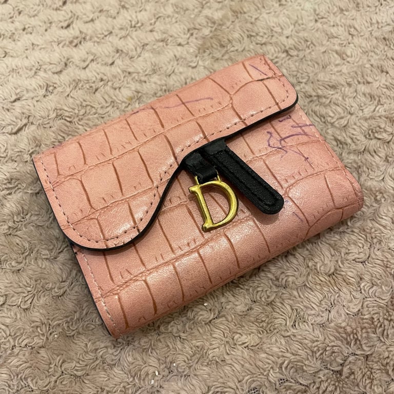 image for Christian Dior Saddle WalleT Purse Card Holder pink crocodile snakeskin 