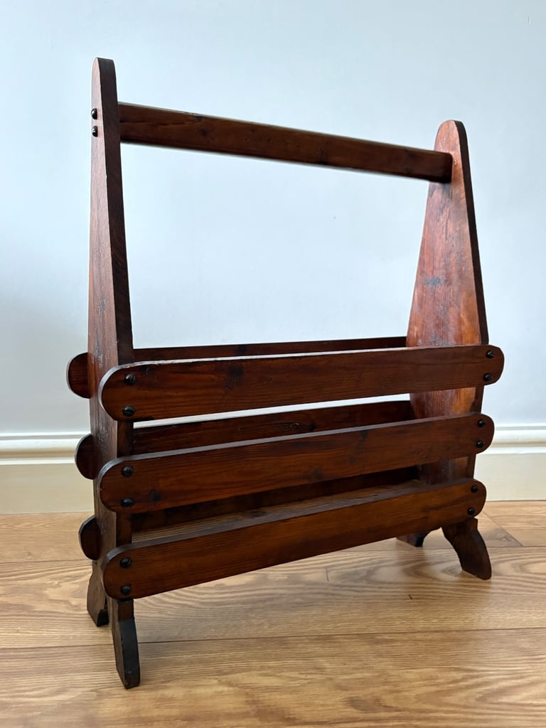 Vintage Solid Wood Magazine Rack