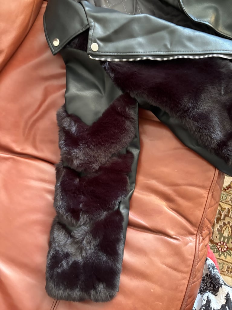 Brand new women’s biker style jacket with premium faux fur 