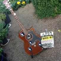 BEATLE'S Electro Acoustic Guitar and 1966 Original Music Book. 