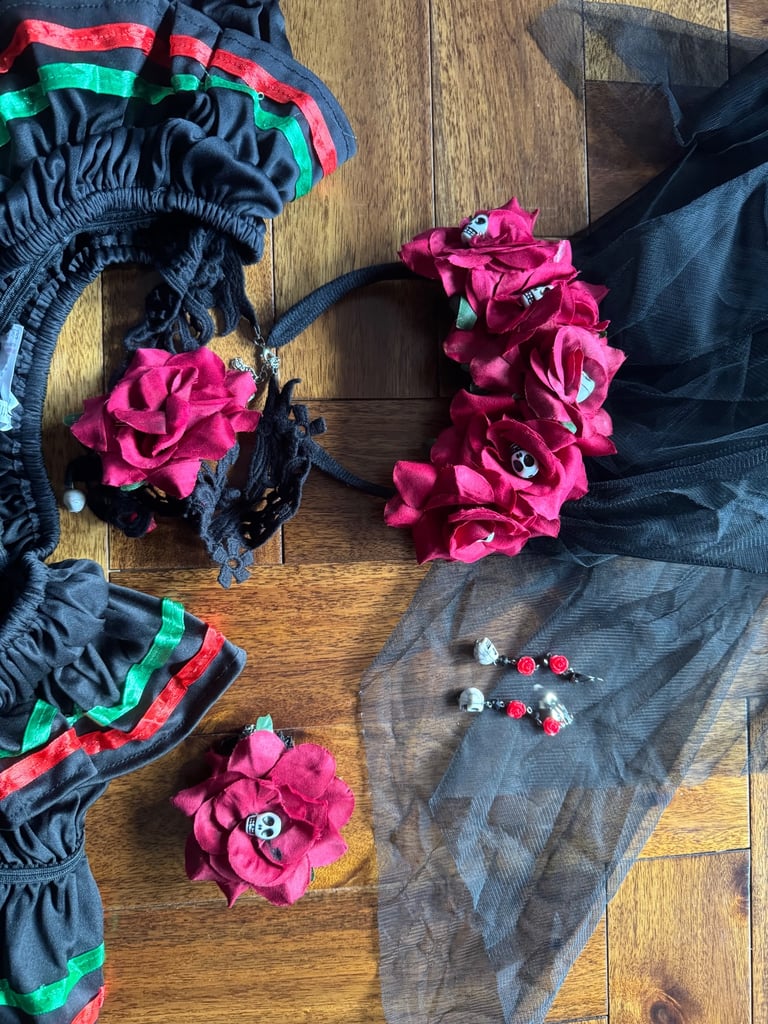 Halloween costume Day of the Dead Dress and accessories 