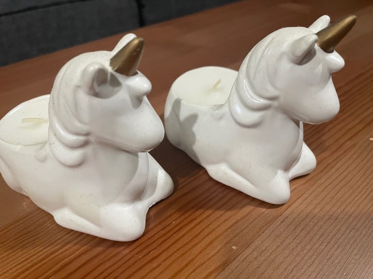 image for 2 Unicorn Candle Holders 