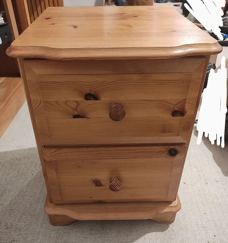 image for bedside table with 2 drawers solid pine
