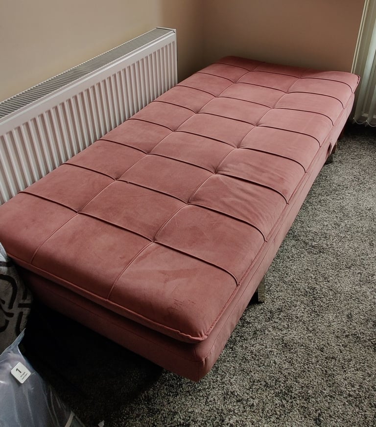 image for Sofa Bed / Chaise Longue Loiret Velvet Pink