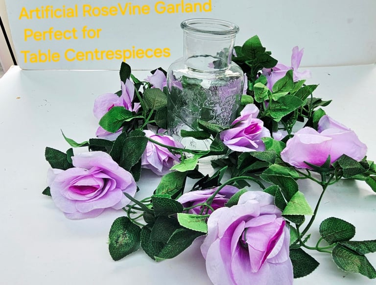 2Pcs Artifucal Flower RoseVine Garland Party Wedding Table Wall Decor Plum Decor