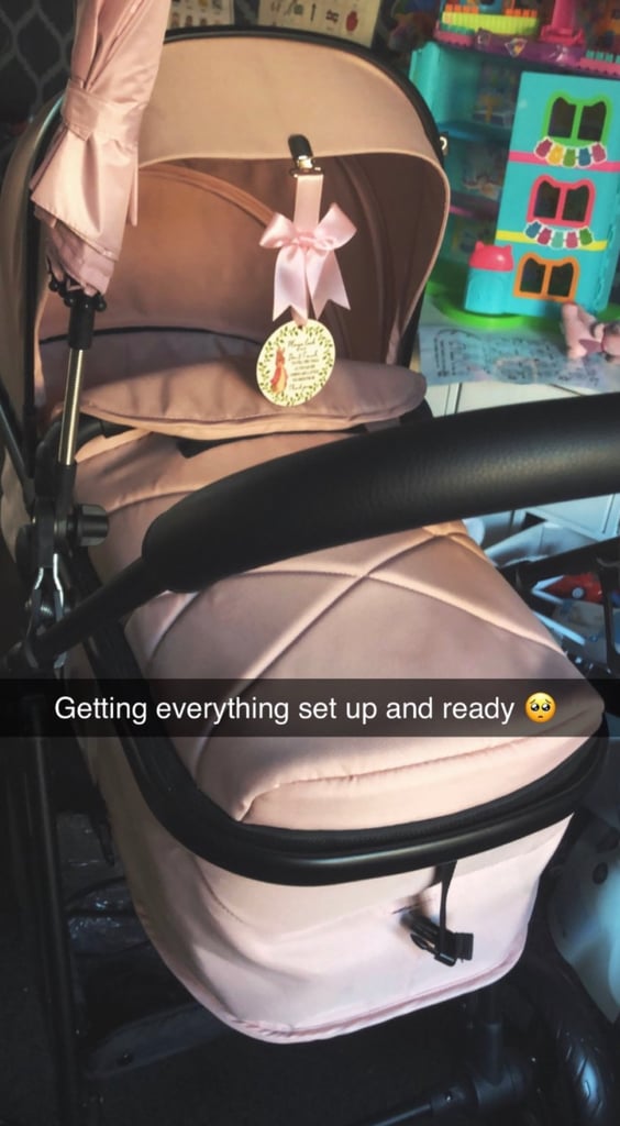 Blush pink travel system and car seat 