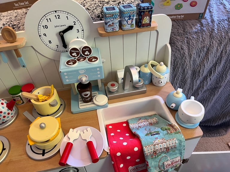 Wooden Kitchen with Wooden Appliances, Food and Accessories