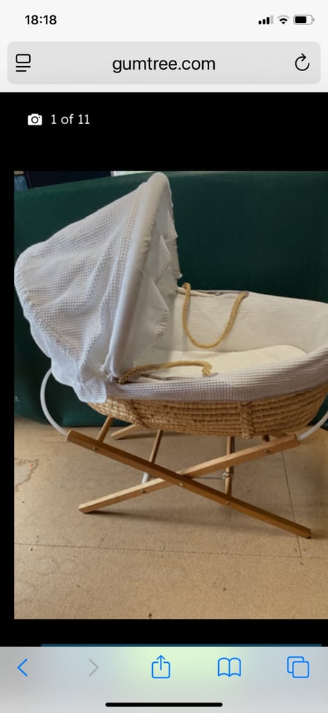 image for Baby Moses basket with wooden stand, bouncy chair & baby bath 