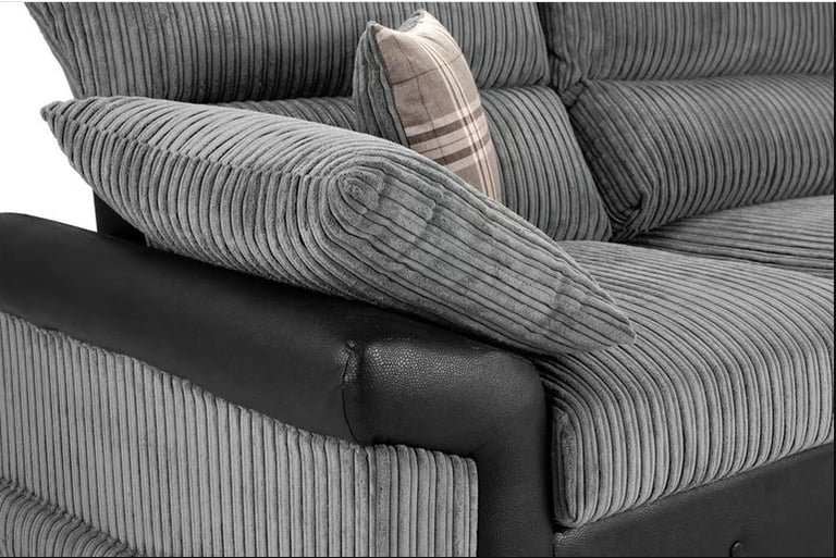Brand New - Maryland Corner OR 3 and 2 Seater Sofa Set - Black/Grey