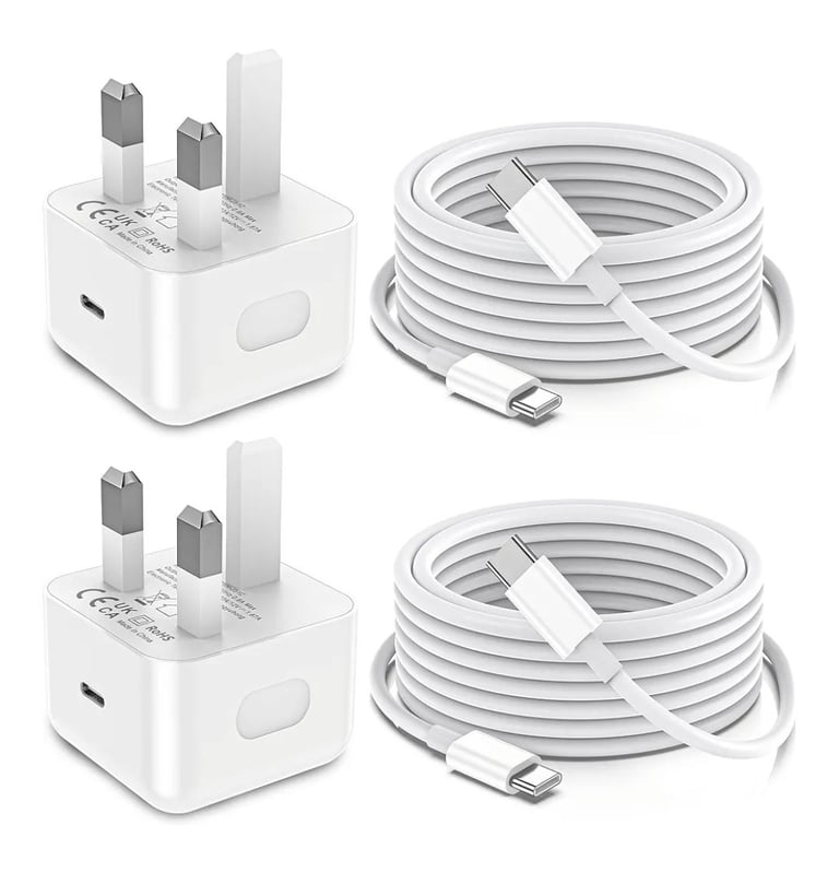 image for  2 Pack USB C Charger Plug PD 20W with 2M/ 6.6FT