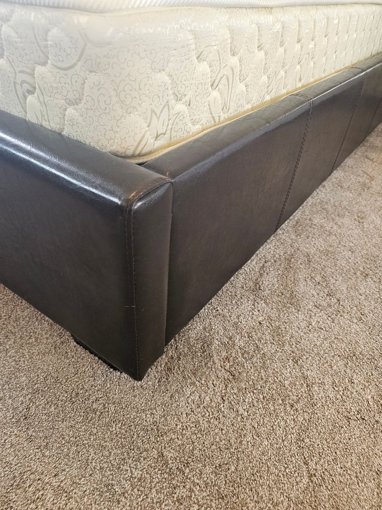 King Faux Leather Bed with King Mattress