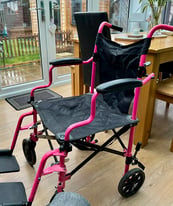 Lightweight fold up compact Pink Wheelchair 
