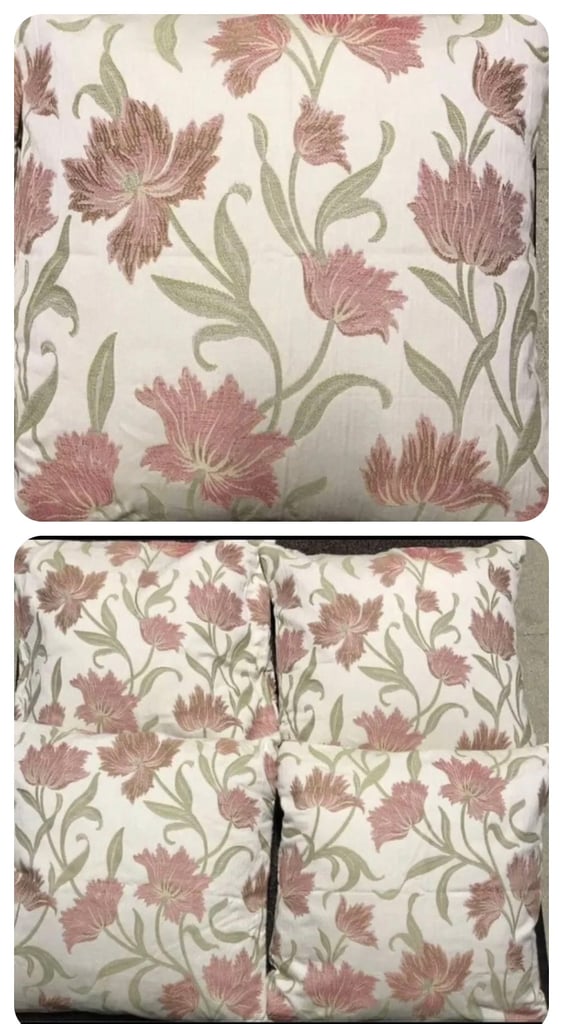 4 NEW HANDMADE JOHN LEWIS COLLETTE PINK FABRIC SOFA CUSHION COVERS in