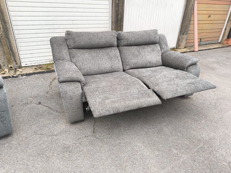 Adriana 2 Seat Manual Fabric Recliner Sofa Couch - Grey Blue
