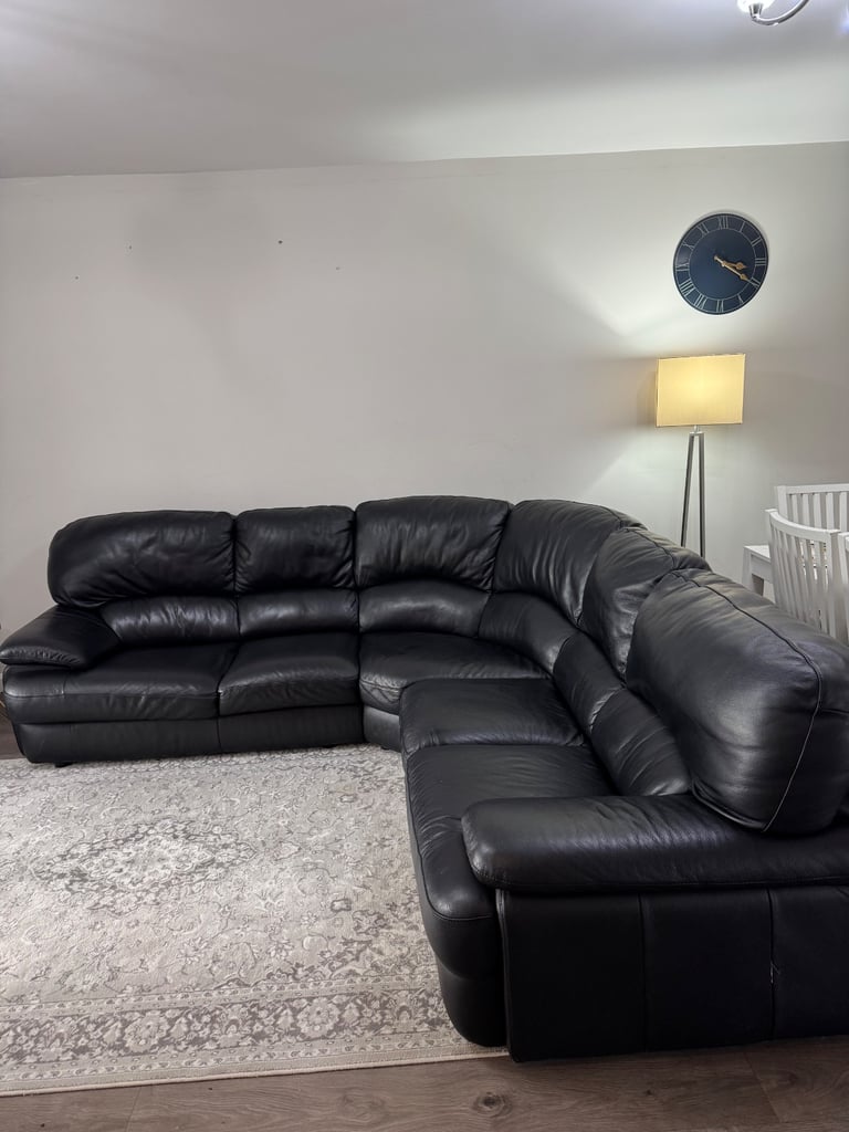 image for Black Leather Corner Sofa