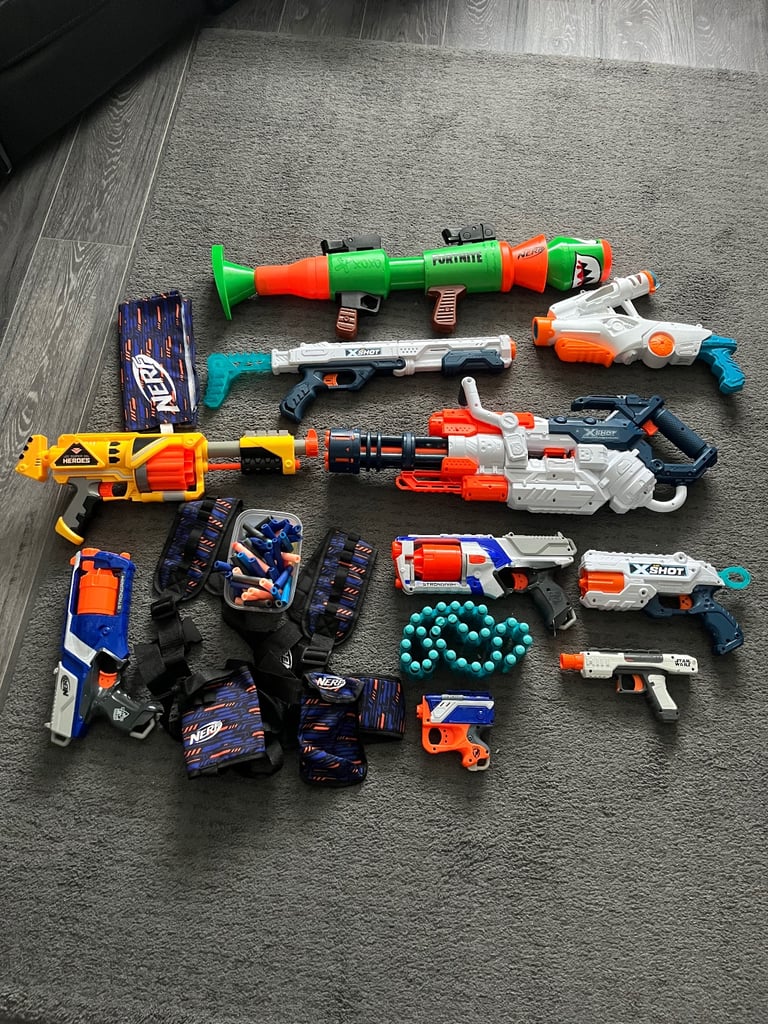 image for 9 Nerf and X Shot Gun Set