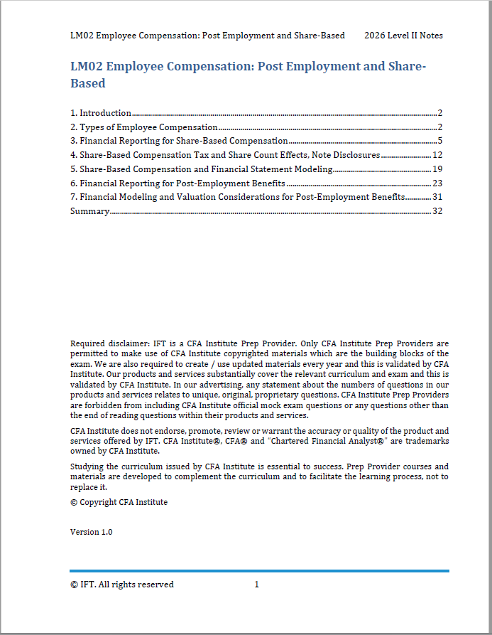 2026 CFA Level 2 Exam Review Study Notes (New!)