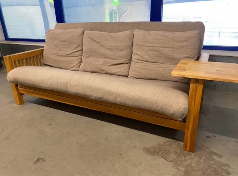 Solid Oak 3 Seater Oke Futon Company Sofa Bed 