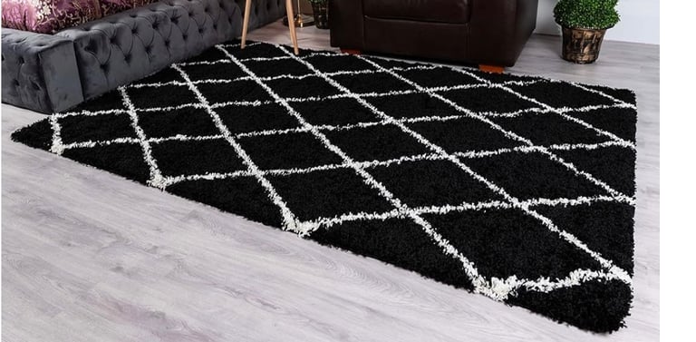 image for Job lot of x12 small black shaggy rugs 