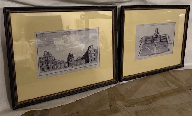 image for Two framed pictures Palais D'Orleans Ou Le Luxembourg architecture.