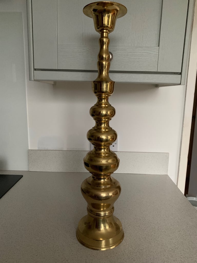 image for Brass Lamp Stand - 67 cm Height needs rewiring or can be made into a candle holder 
