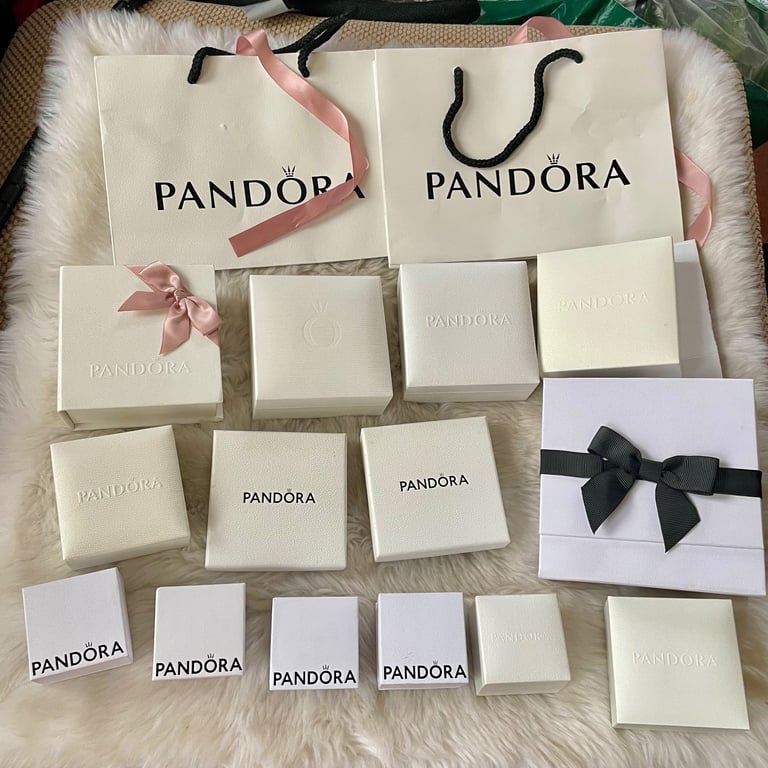image for Large Bundle Of Genuine Pandora Packaging Of Gift Bags Assorted Jewelry Boxes 