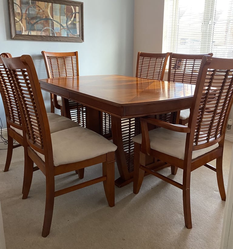 image for Wooden dining table and 6 chairs - Extendable-