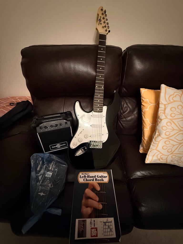 Left Handed Electric Guitar with Amp