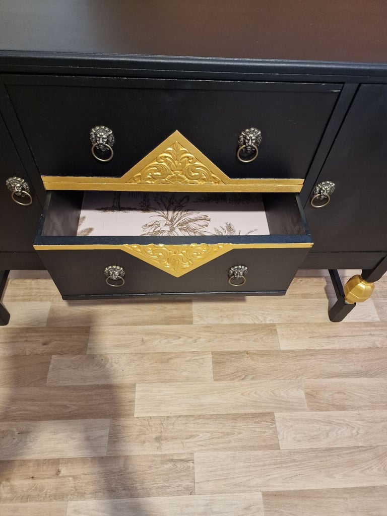 Sideboard vintage antique restored Jacobean style