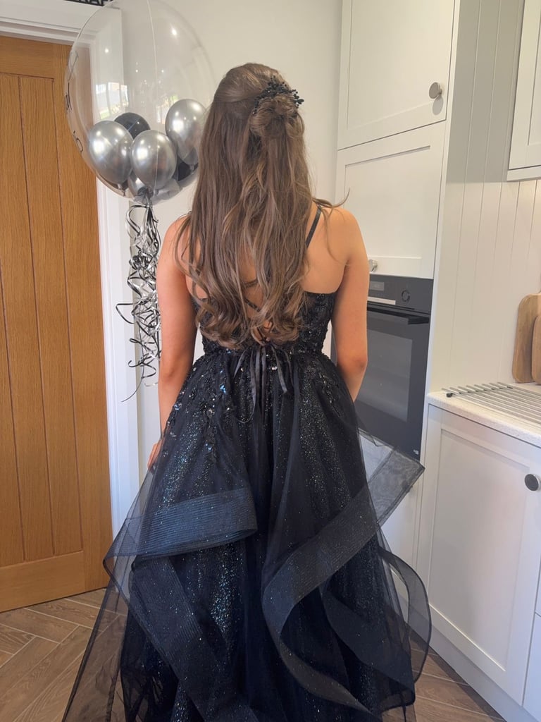 Formal, Prom, Debs Evening Black Ball Gown Dress 