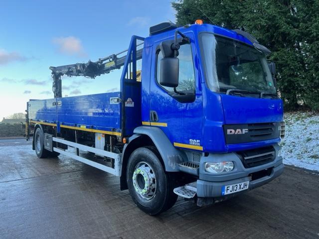 2013 13 DAF LF 55.220 alloy drop side Atlas 104.3 remote crane + block grab
