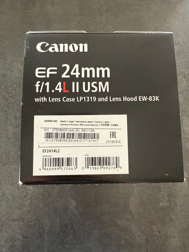 Brand New Canon EF 24mm f/1.4L II USM Lens