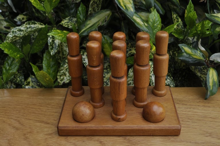 image for Vintage wooden bar skittles game