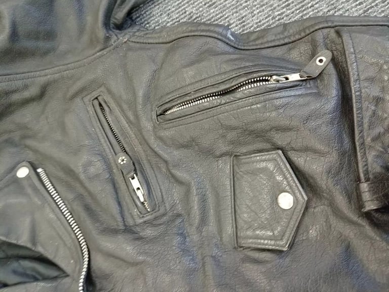VINTAGE KOOKIE Leather Biker Jacket UK Size 14 Sportswear Pre-loved