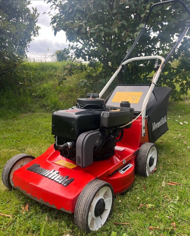 image for Mountfield alloy petrol lawnmower VGC won’t rust full size chute mower won’t block with damp grass