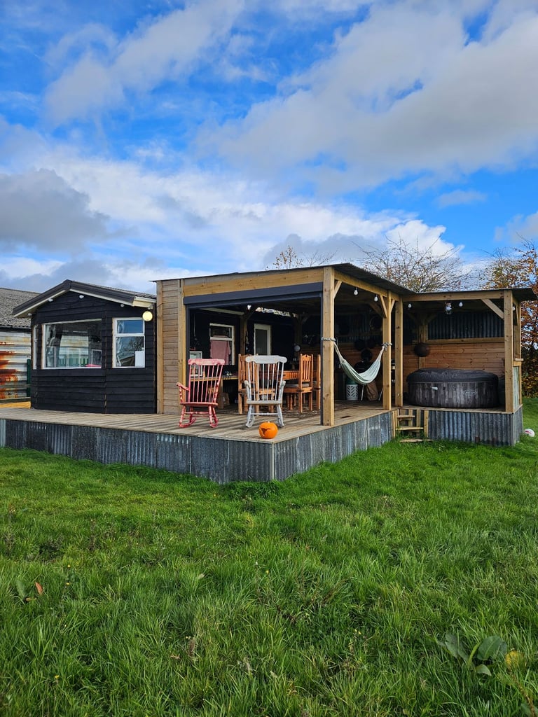 Static caravan with timber structure