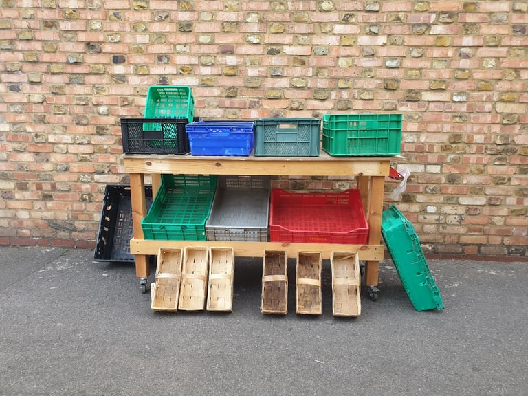 Shop Market Wooden Workbench Fruit Vegetables Trolley Display Unit Counter Top bar CARBOOT STAND