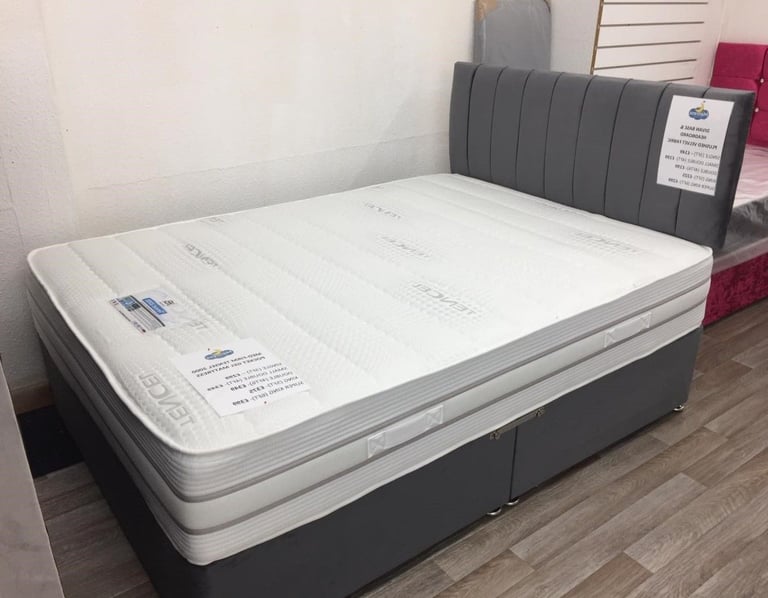 image for Double Divan Bed with Headboard Included | Today delivery  **